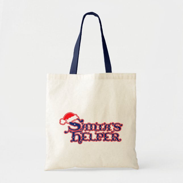 Santa's helper red blue seasonal shopping bag (Front)