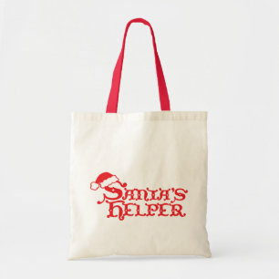 Santa's helper red seasonal shopping bag