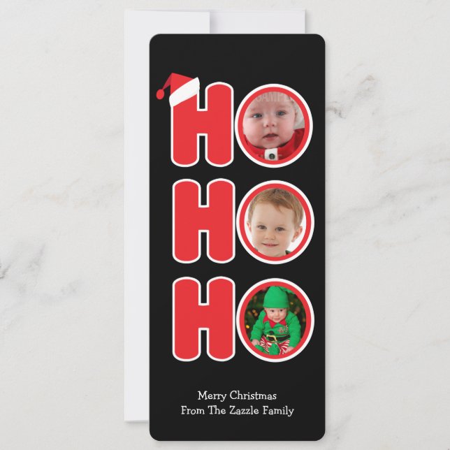Santas Ho Ho Ho Christmas Personalised Photo Holiday Card (Front)