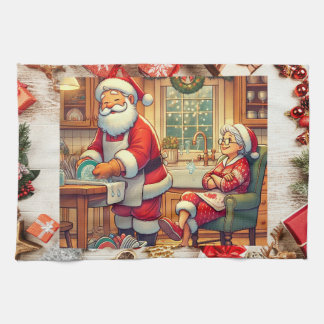 "Santa's Holiday Chores Towel" Tea Towel