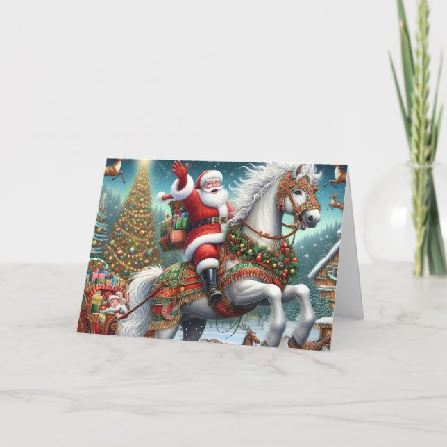 Santa's Horse Pulling Sleigh Holiday Card (Front)