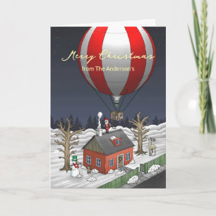 Santa's Hot Air Balloon Flight Holiday Card