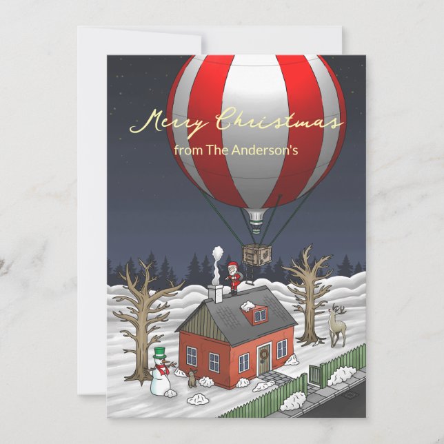 Santa's Hot Air Balloon Holiday Card (Front)