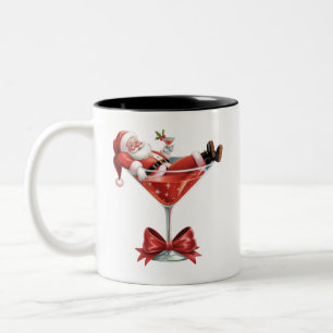 Santa's Hot Mess Christmas Martini Funny Santa  Two-Tone Coffee Mug