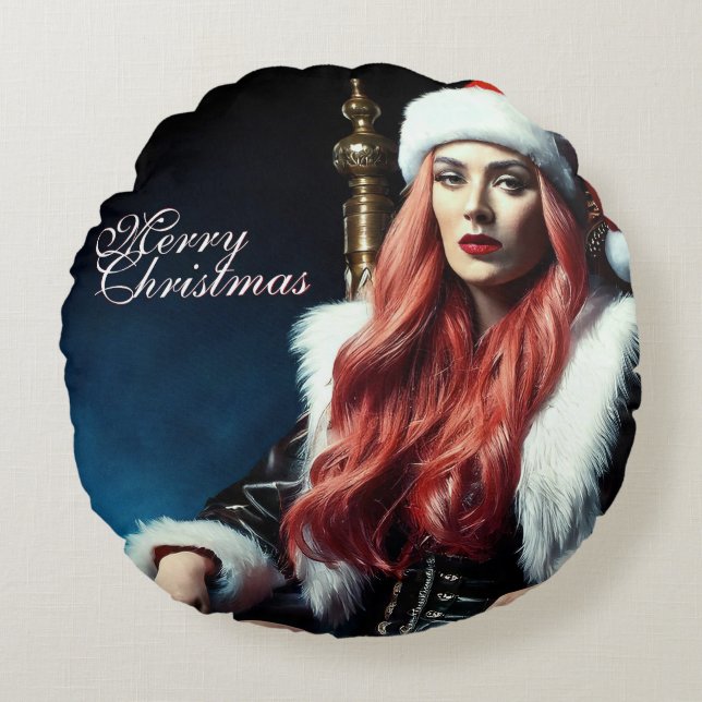 Santa's hottest sister - Merry Xmas 03122024_0011 Round Cushion (Front)