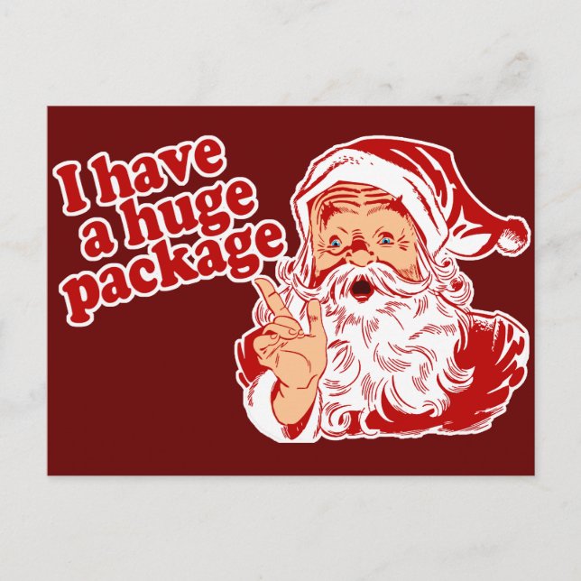 Santas Huge Package Holiday Postcard (Front)