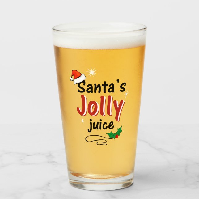 Santa's Jolly Juice Christmas Cheer Beer Glass (Front Filled)