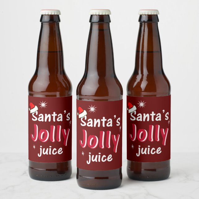Santa's Jolly Juice Christmas Cheer Wine Bottle Beer Bottle Label (Bottles)