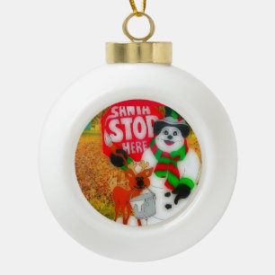 Santa's Joy Ceramic Ball Christmas Ornament