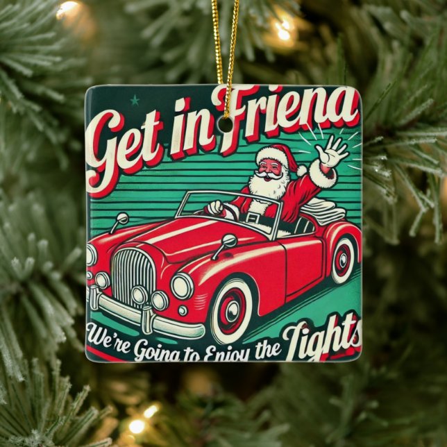 Santa's Joyride: Festive Ceramic Ornament" Ceramic Ornament (Tree)