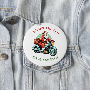 Santas Joyride Motorcycle Christmas 10 Cm Round Badge