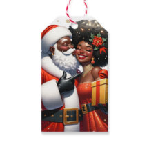 Santa's Kiss - Black People Christmas Gift Tags