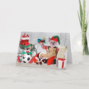 Santas Kitten Elves Greeting Card