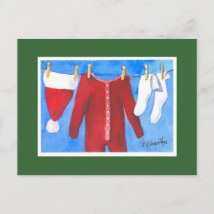 Santa's Laundry Washline Holiday Postcard