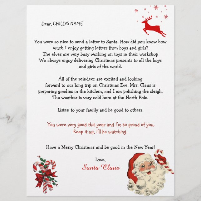 Santa's Letter to Children,  Reindeer Candy Canes (Front)
