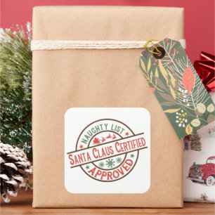 Santa's list approved word art Christmas Square Sticker