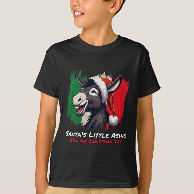 Santa's Little Asino | Italian Christmas Donkey  T-Shirt (Front)