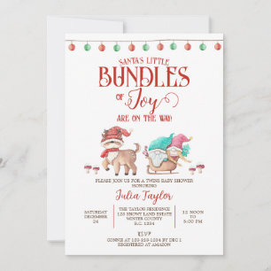 Santa's Little Bundles of Joy, Twins Baby Shower Invitation