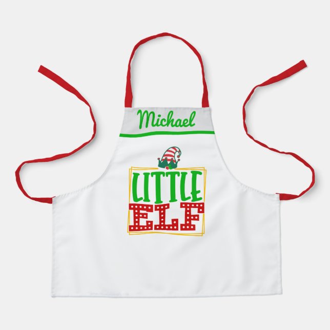 Santa's Little Elf Helper, Personalised Name Kids Apron (Front)