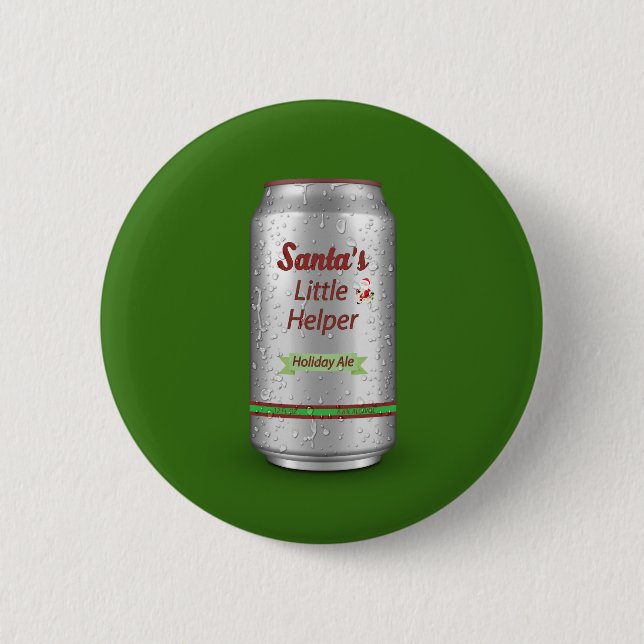 Santa's Little Helper Beer Can 6 Cm Round Badge (Front)