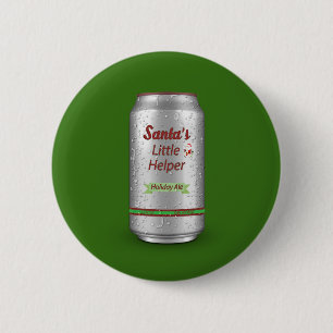 Santa's Little Helper Beer Can 6 Cm Round Badge