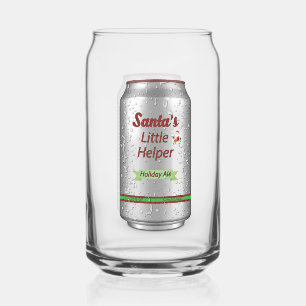 Santa's Little Helper Beer Can Can Glass