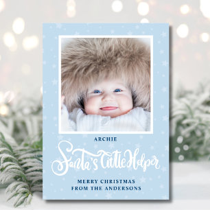 Santa's Little Helper Boy Christmas Photo Holiday Card