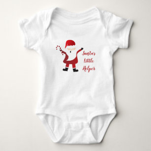 Santas Little Helper Candy Cane Red Baby Bodysuit