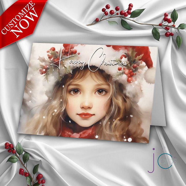 Santa's Little Helper Christmas Holiday Card (Customizable Text)