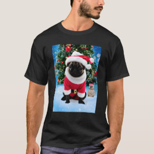 Santa's Little Helper Christmas Pug in Santa Suit T-Shirt