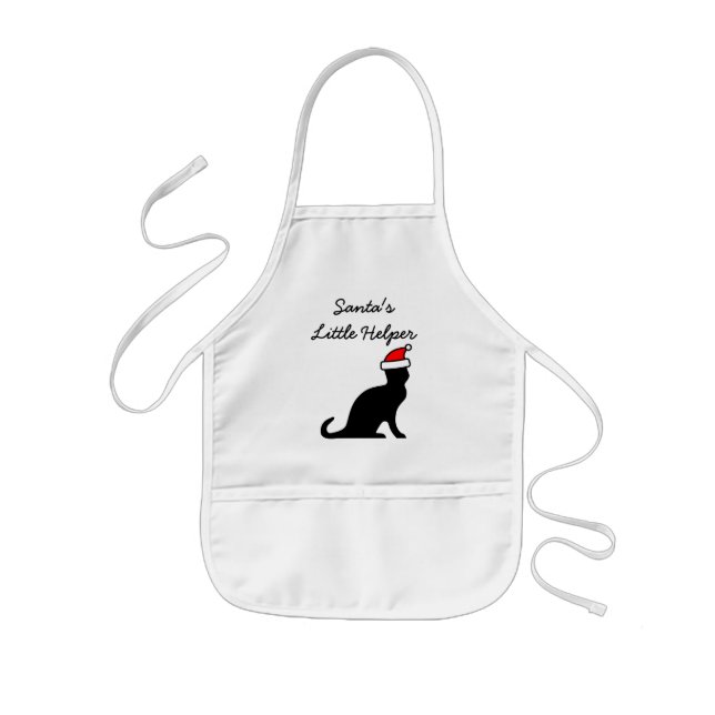 Santa's little helper cute cat Christmas Holiday Kids Apron (Front)