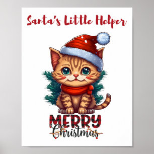 Santa's Little Helper- Cute Cat Merry Christmas An Poster