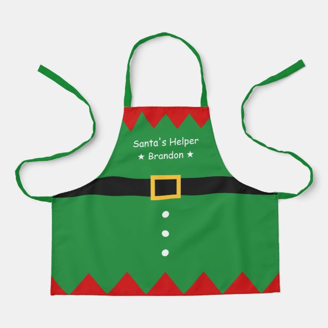 Santa's Little Helper Cute Christmas Elf for Kids Apron (Front)