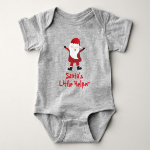 Santas Little Helper Cute Santa Claus Red Baby Bodysuit