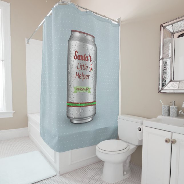 Santa's Little Helper Holiday Ale Beer Can   Shower Curtain (In Situ)