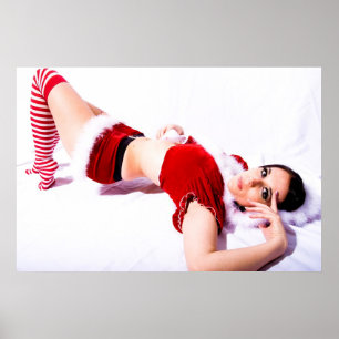 Santa's Little Helper in Stockings Poster