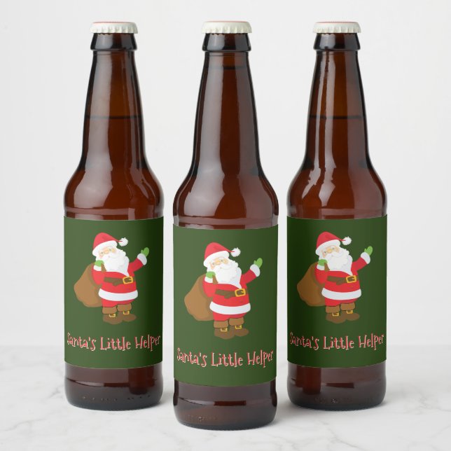 Santa's Little Helper Jolly St Nick Sack of Gifts Beer Bottle Label (Bottles)