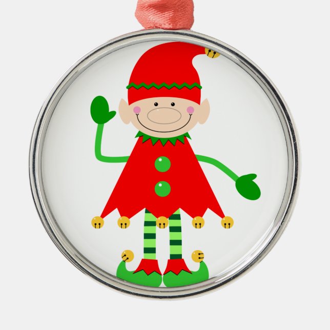 Santa's Little Helper Ornament. Metal Tree Decoration (Front)