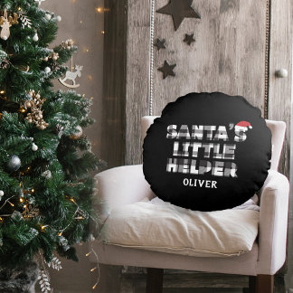 Santa's little helper Personalized  Round Cushion