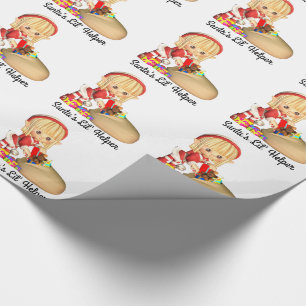 Santa's Little Helper Red Girl Elf Wrapping Paper