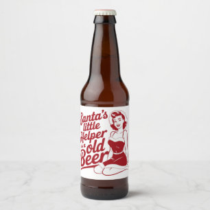 Santa's Little Helper Snarky Christmas Sarcastic Beer Bottle Label