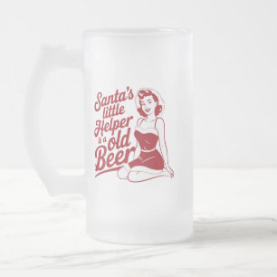 Santa's Little Helper Snarky Christmas Sarcastic  Frosted Glass Beer Mug