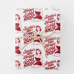 Santa's Little Helper Snarky Christmas Sarcastic Wrapping Paper Sheet