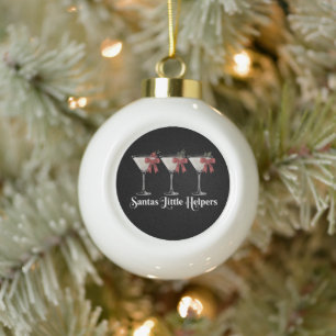 Santas Little Helpers Christmas Martini Cocktails Ceramic Ball Christmas Ornament