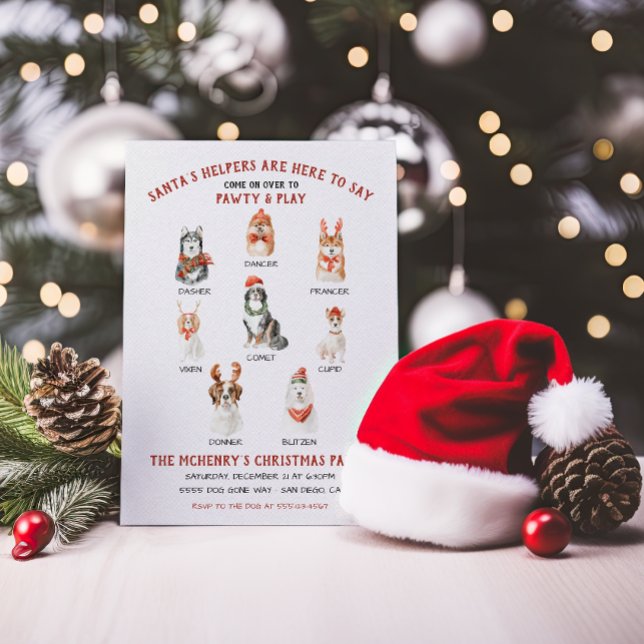Santa's little helpers Dog Christmas Party Invitation (Creator Uploaded)