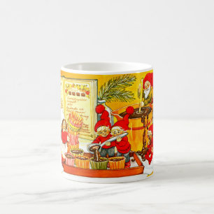 Santas little helpers making chocolate cakes coffee mug