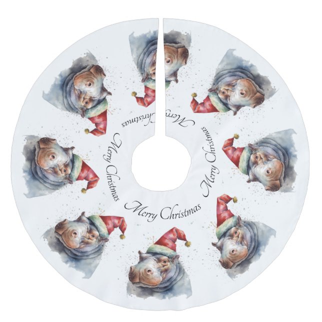 Santa's Little Hippo, custom Brushed Polyester Tree Skirt (Front)