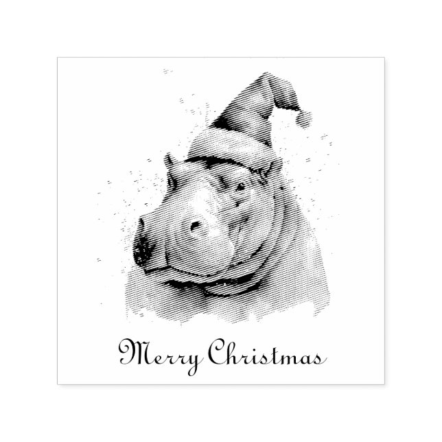 Santa's Little Hippo, custom Self-inking Stamp (Design)
