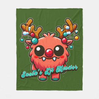 Santa's Little Red Monster Fleece Blanket