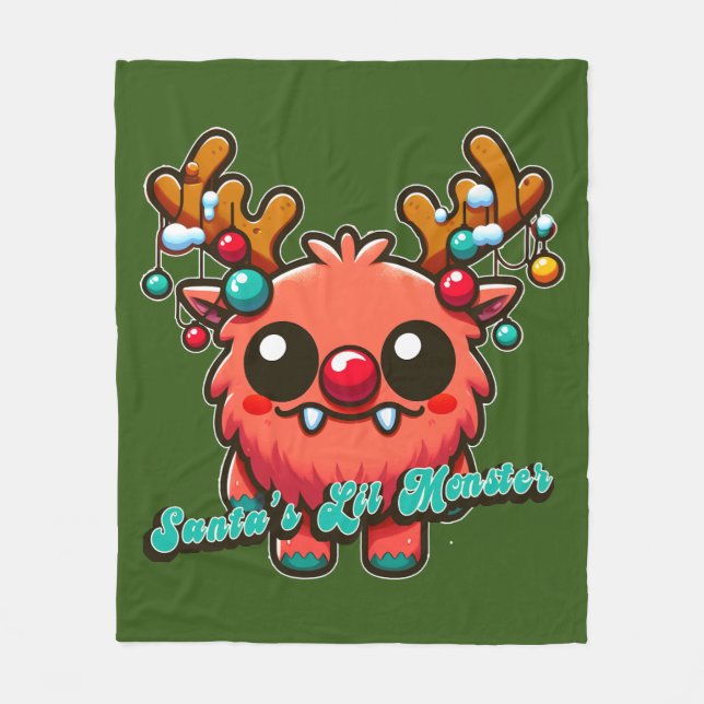 Santa's Little Red Monster Fleece Blanket (Front)